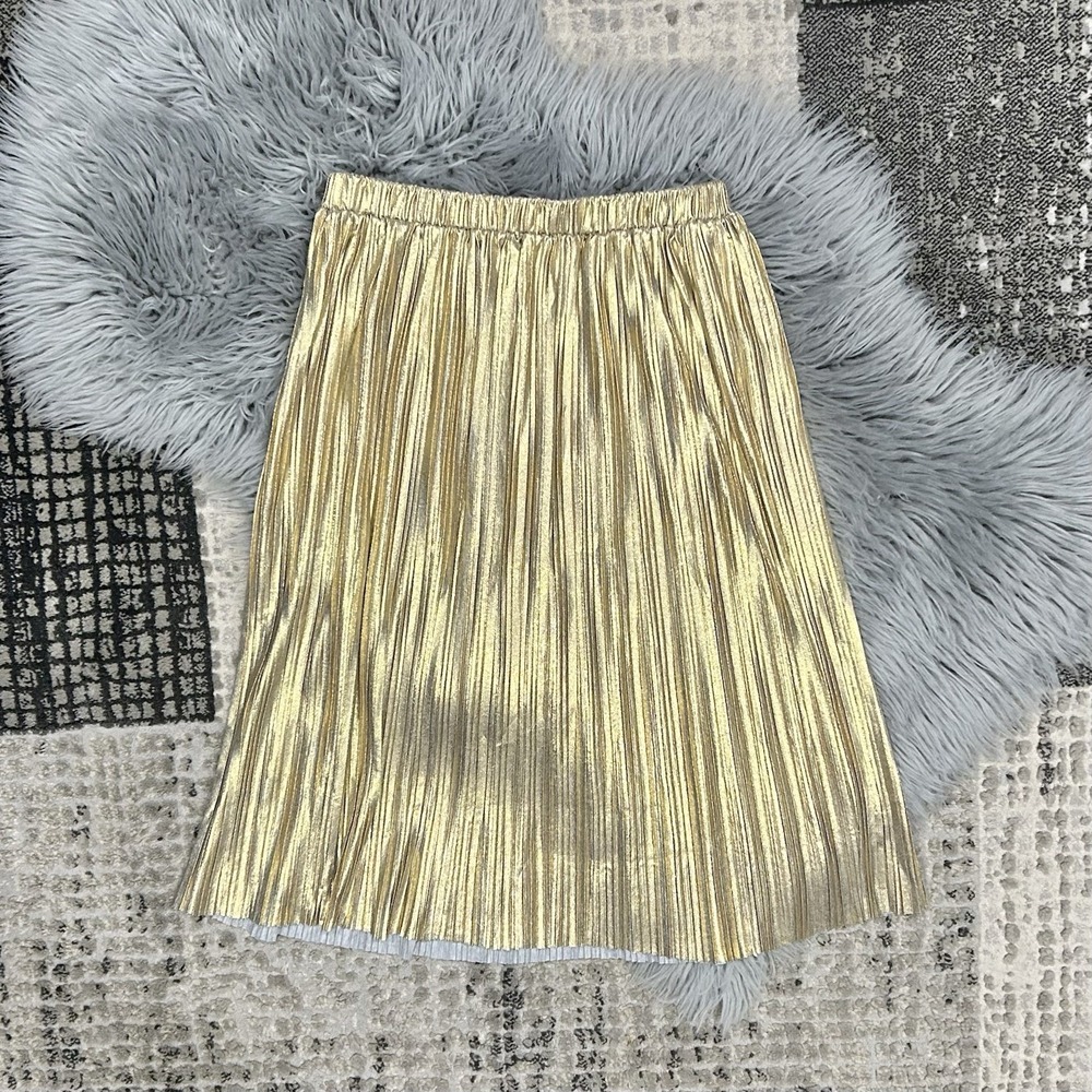 Frenchie Mini Couture Girls Gold Metallic Elastic‎ Waist Skirt Size 10 ($50) NEW